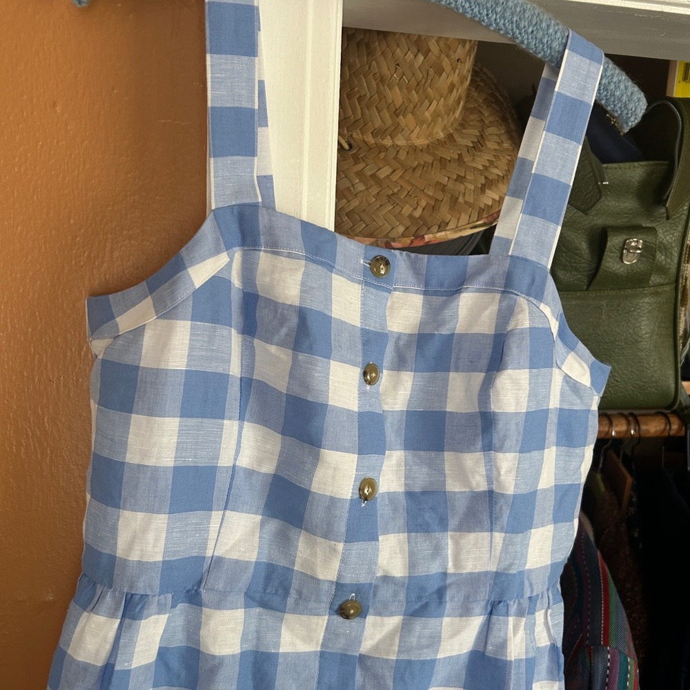 J. Crew Light Blue and White Plaid Dress